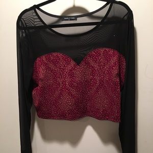 Plus Size. Sheer crop top. With heart bodice.